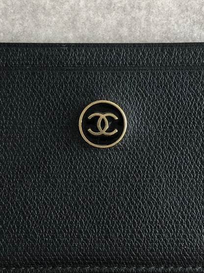 CHANEL Coco Mark Card holder Black Vintage 2wbjut