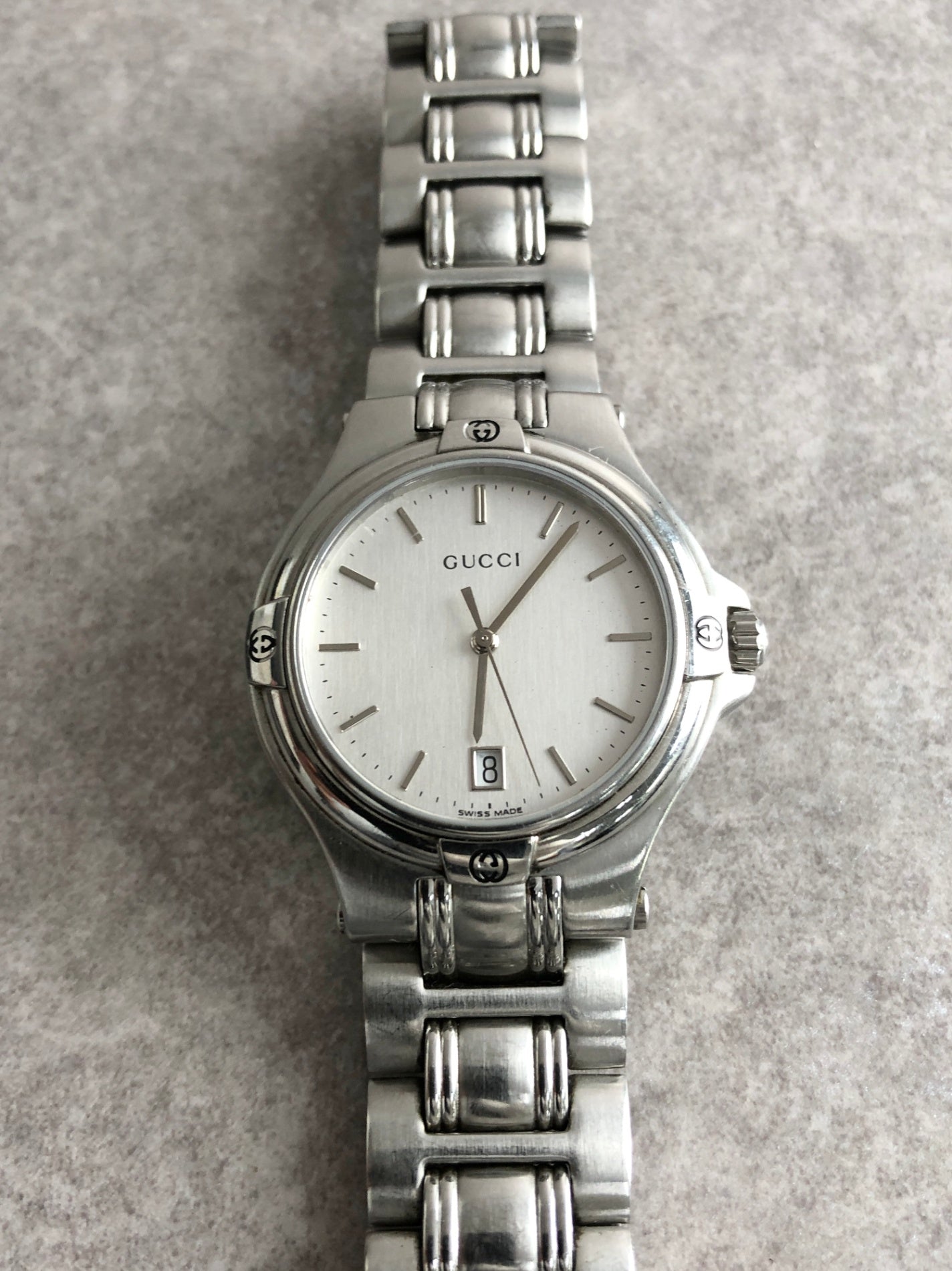 GUCCI Logo Quartz Watch Silver 9040M Vintage n6ymez