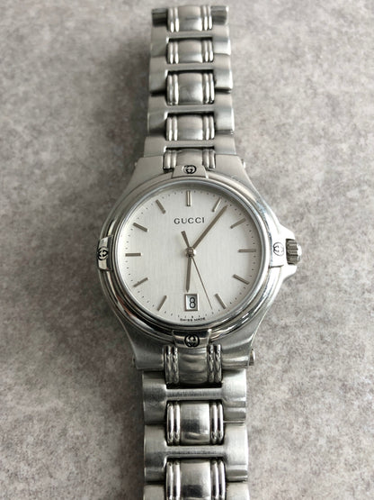 GUCCI Logo Quartz Watch Silver 9040M Vintage n6ymez