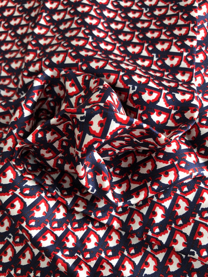 Christian Dior Trotter SILK Scarf Red×Blue Vintage he7egi