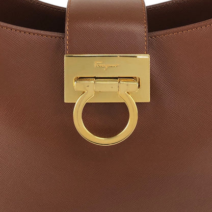 Salvatore Ferragamo Gancini Shoulder bag Brown Vintage xfdst7