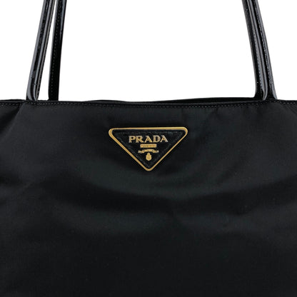 PRADA Tessuto Triangle Logo Totebag Black Vintage bsmm74