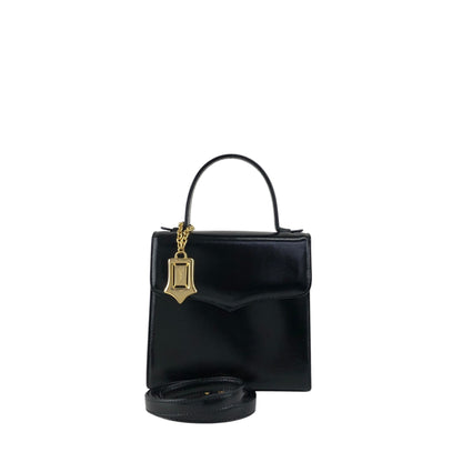 Yves Saint Laurent YSL Logo Charm Two-way Handbag Shoulder bag Black Vintage gmjhfk