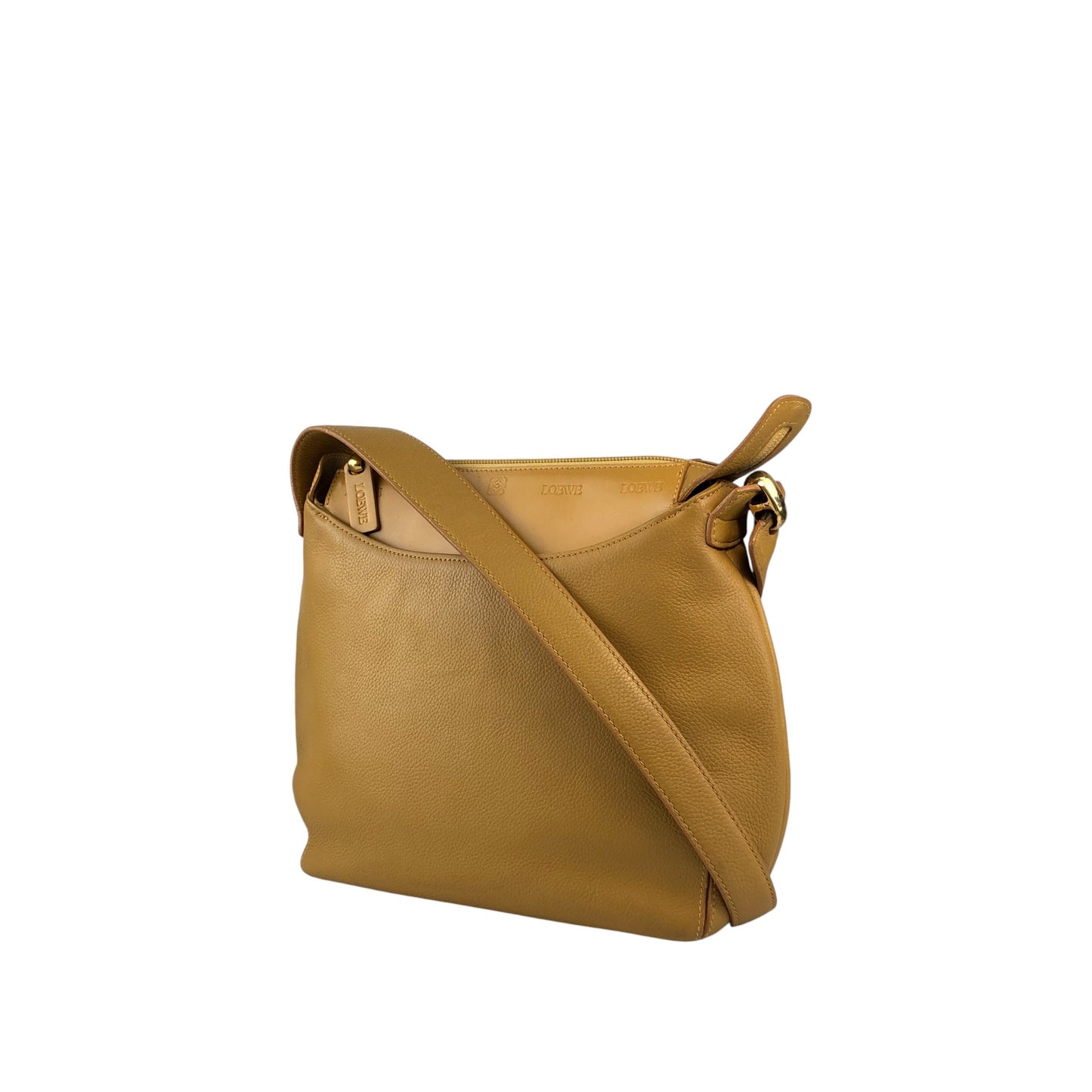 LOEWE Logo Embossed Shoulder bag Yellow Vintage uwdr5a