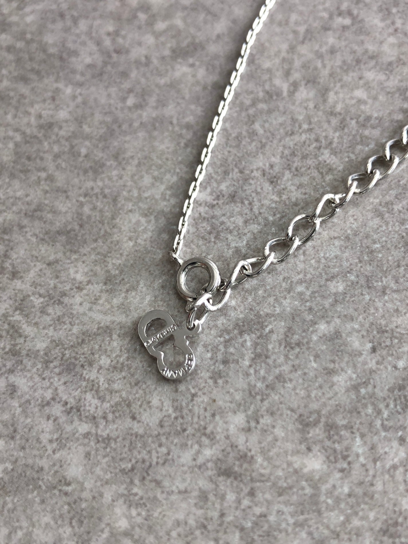 Christian Dior CD Logo Rhinestone Necklace Silver Vintage nc4bh4