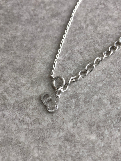 Christian Dior CD Logo Rhinestone Necklace Silver Vintage nc4bh4