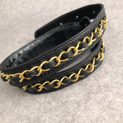 CHANEL Matelasse Belt Black Vintage h4ignw
