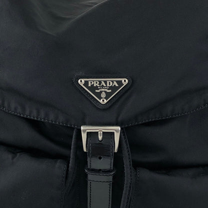 PRADA Tessuto Triangle Logo Double Pocket  Backpack Black Vintage 3pvjac
