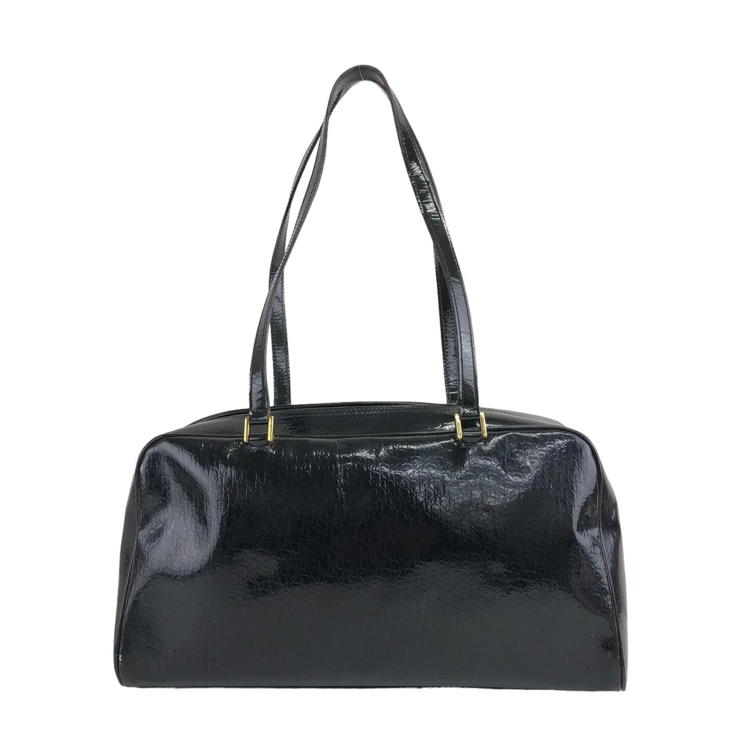 Christian Dior Trotter Patent Leather Small Boston bag Shoulder bag Black Vintage 4rr6sd