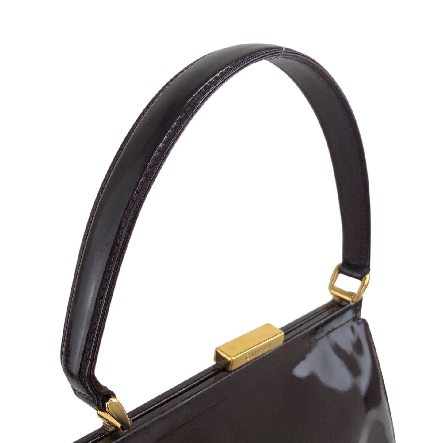 GUCCI Metal Clasp Handbag Brown Vintage ew3gks