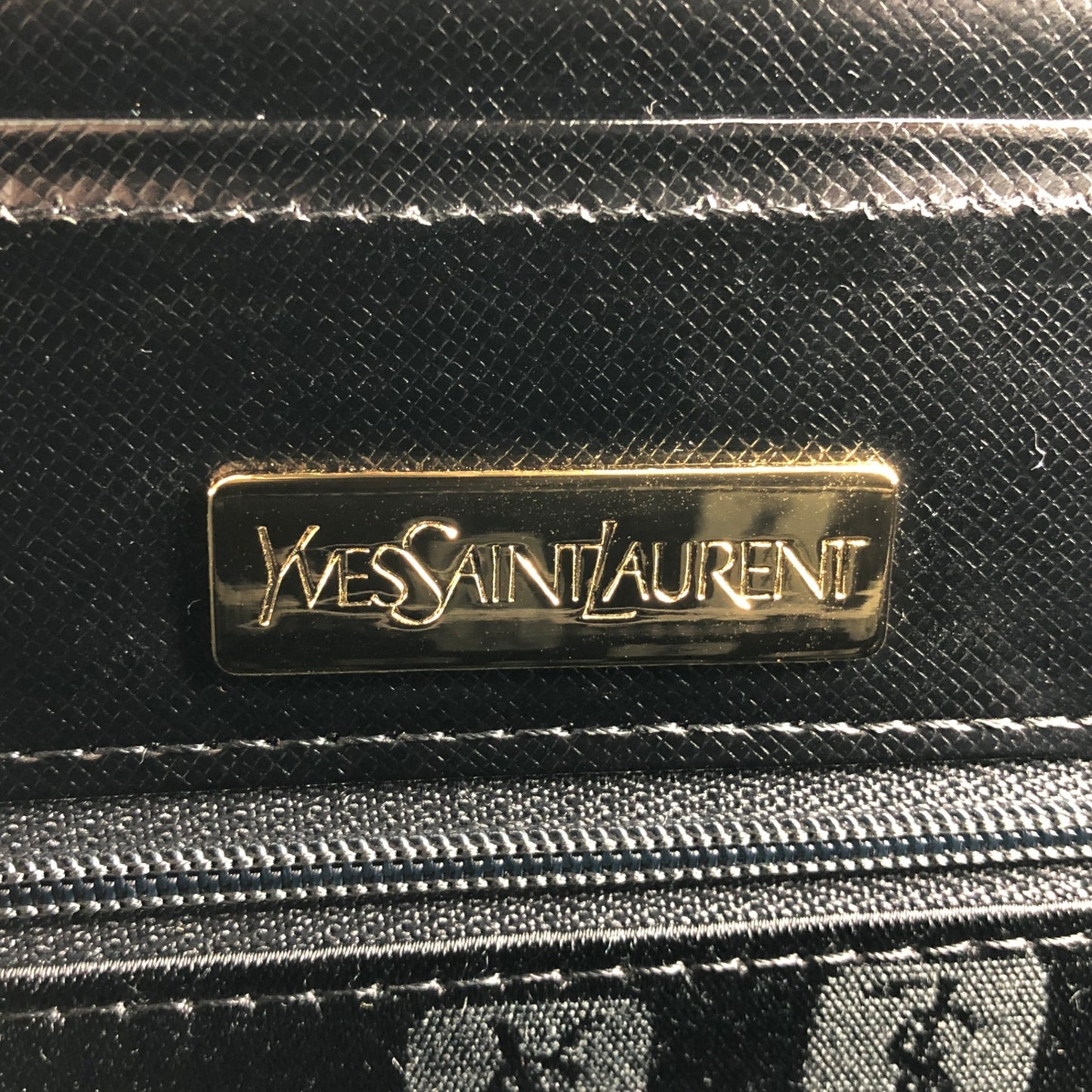 Yves Saint Laurent Logo Handbag Totebag Black Vintage vukaay