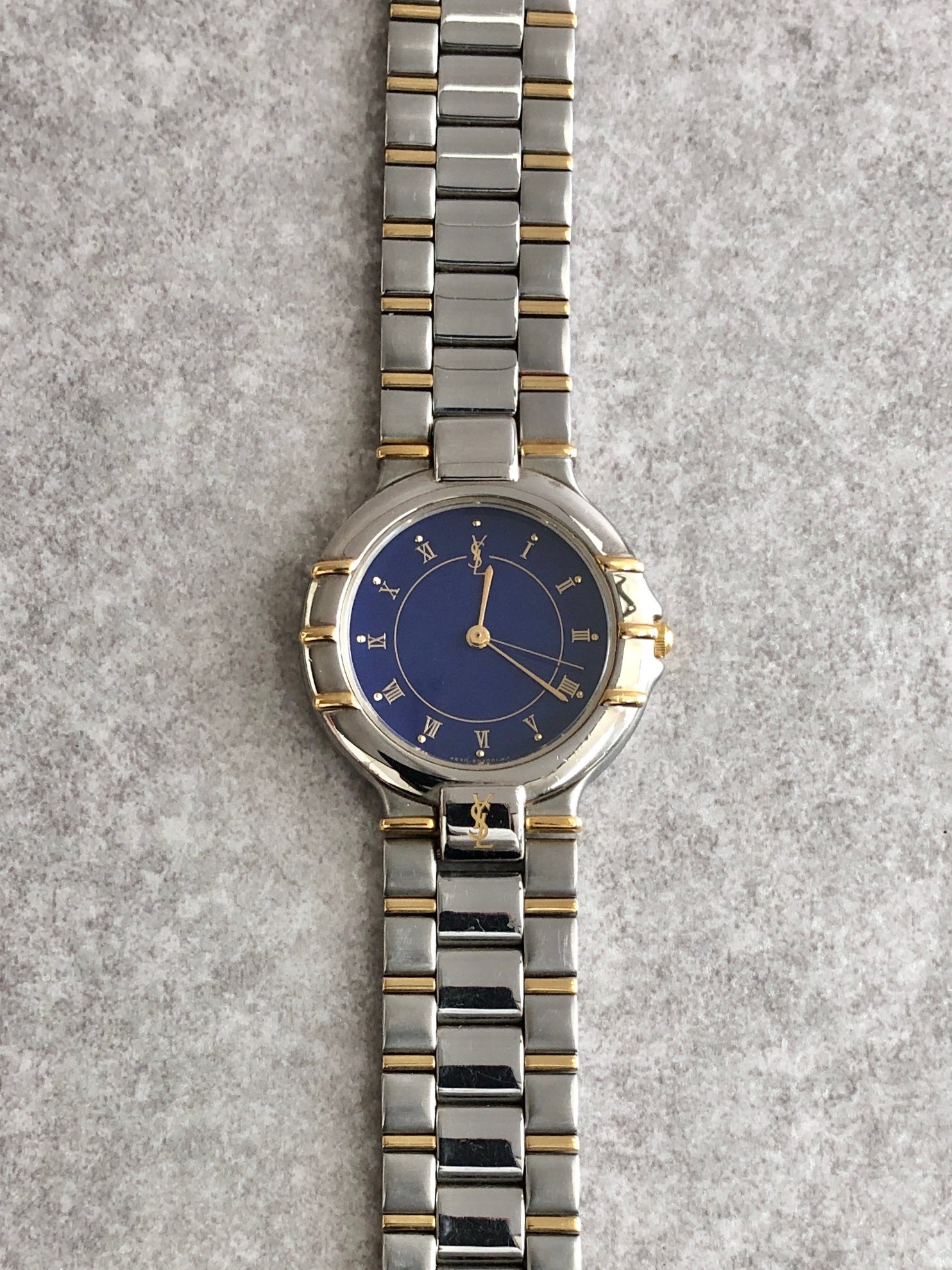 Yves Saint Laurent YSL Logo Watch Silver 4630-E63441 Vintage