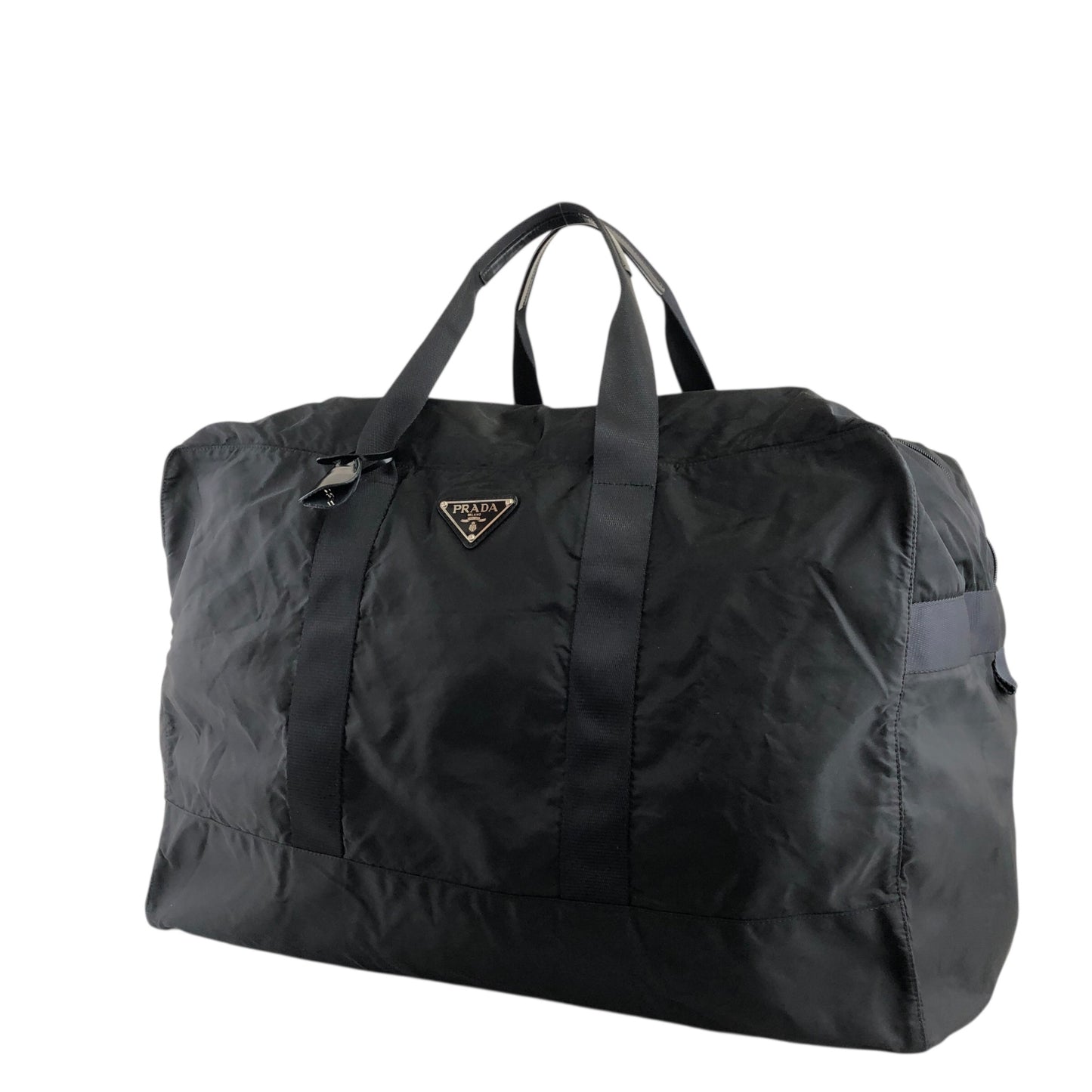 PRADA Tessuto Triangle Logo Boston bag Black Vintage ukxscf