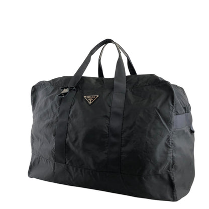 PRADA Tessuto Triangle Logo Boston bag Black Vintage ukxscf