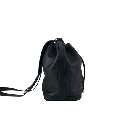 CELINE Blason Gancini Drawstring Shoulder bag Black Vintage 3zj4mf