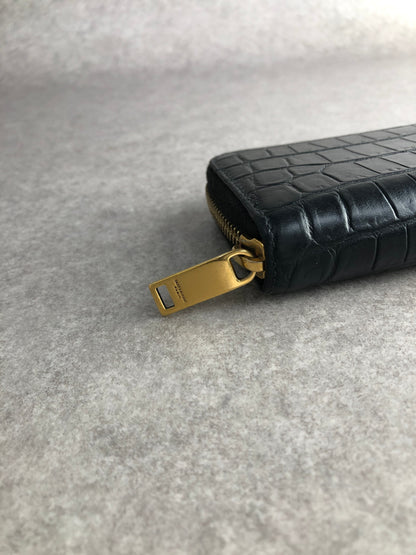 Yves Saint Laurent YSL Logo Coin Purse Black Vintage 3ra84p
