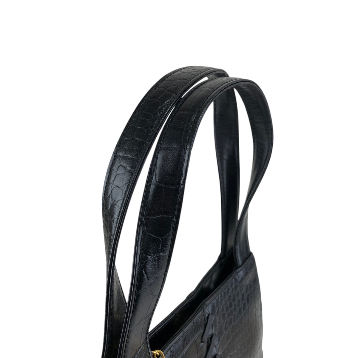 Yves Saint Laurent YSL Logo Cassandra Handbag Black Vintage hi7662