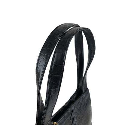 Yves Saint Laurent YSL Logo Cassandra Handbag Black Vintage hi7662