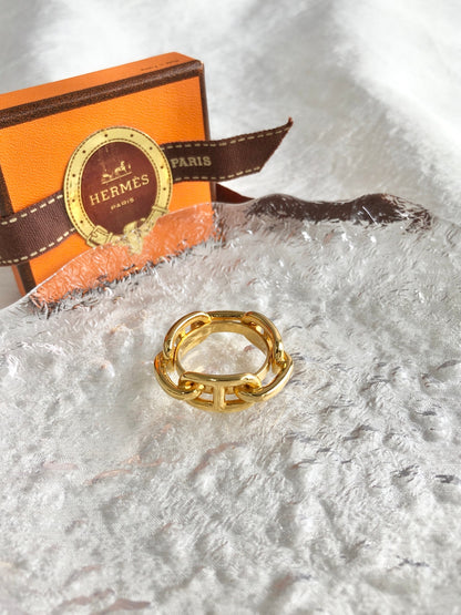 HERMES Chaine d'ancre Scarf Ring Gold Vintage uzcr5g