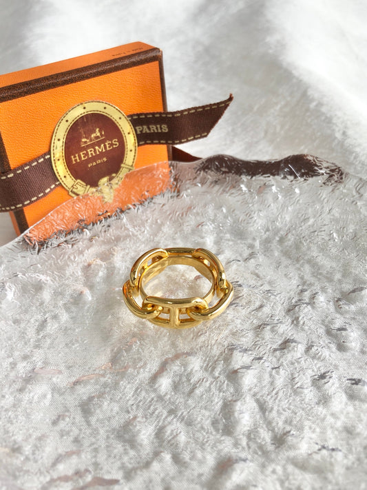 HERMES Chaine d'ancre Scarf Ring Gold Vintage uzcr5g
