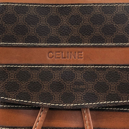 CELINE Macadam Logo Embossed Backpack Brown Vintage fbhpns