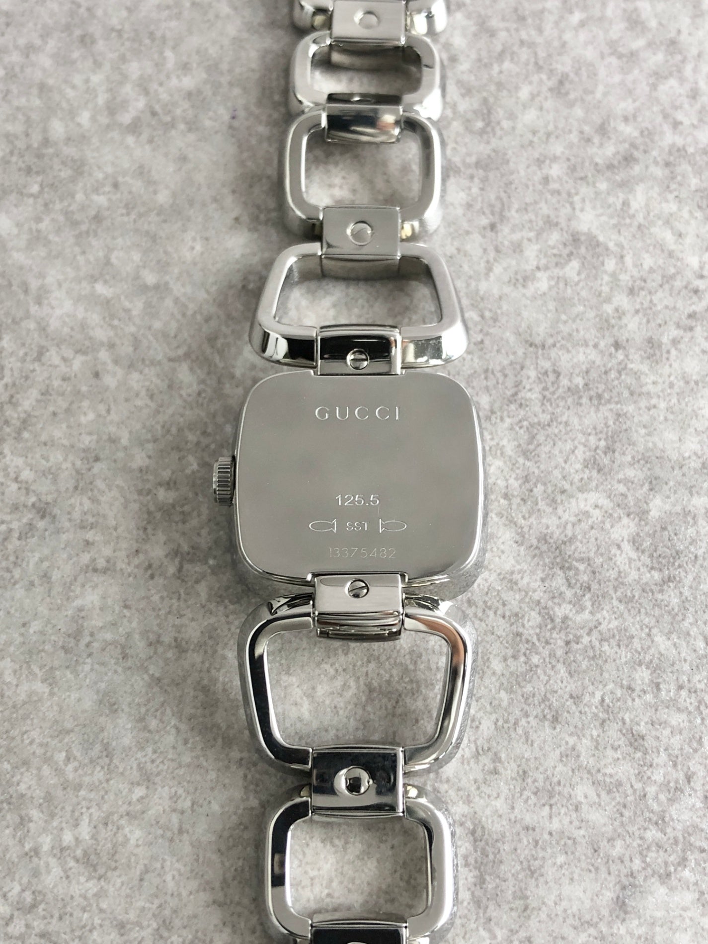 GUCCI Logo Quartz Watch Silver 125.5 Vintage aedihi