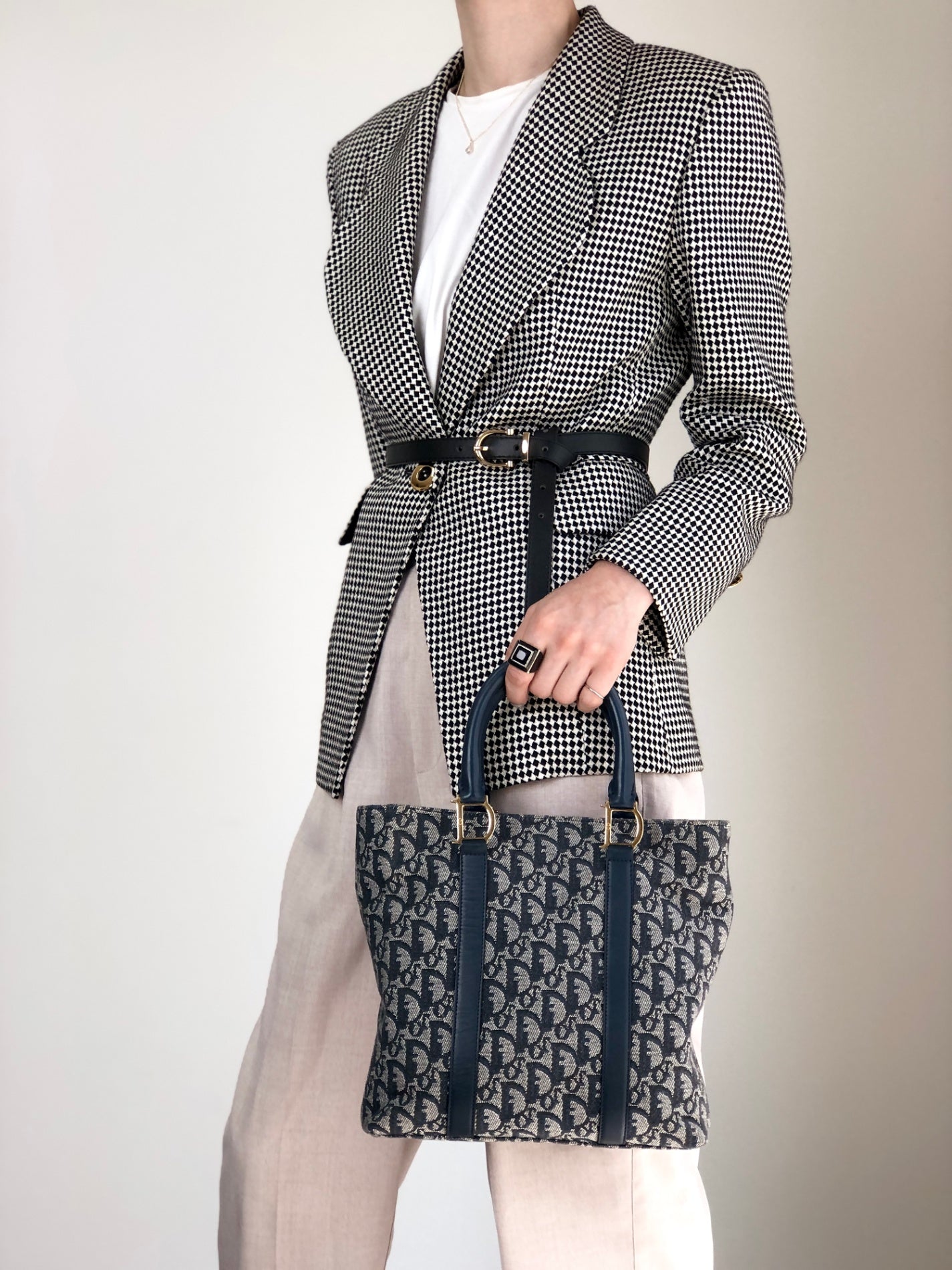Christian Dior Trotter Totebag Navy Vintage ysuxts
