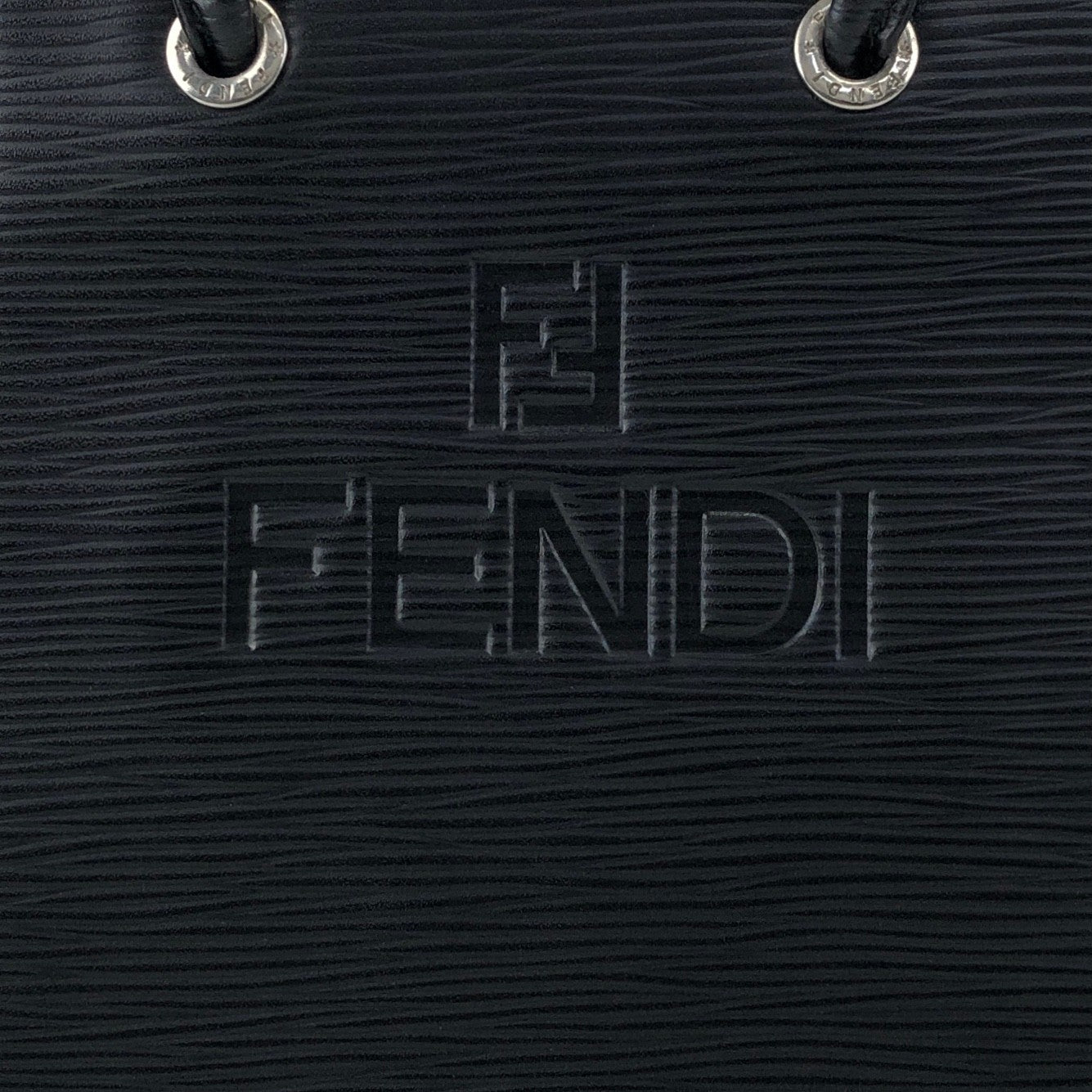 FENDI Logo Embossed Small Handle Black Vintage p2sp67