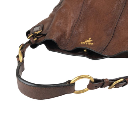 PRADA Logo Shoulder bag Brown Vintage viv5ss