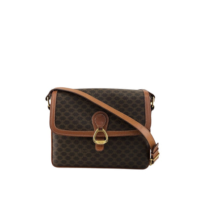 CELINE Macadam Horseshoe Shoulder bag Brown Vintage pep636