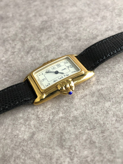 Yves Saint Laurent YSL Logo Watch Black×Gold Vintage 6utuhp