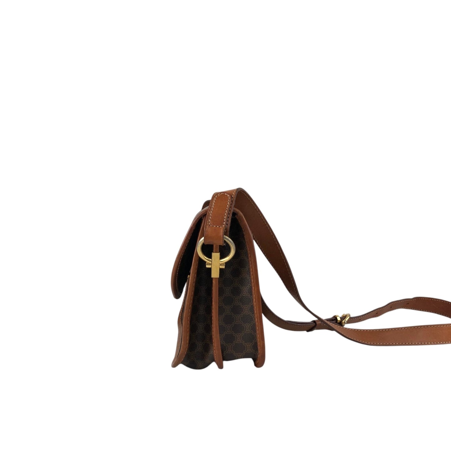 CELINE Macadam Gancini Shoulder bag Brown Vintage dtdg28