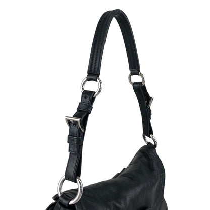 PRADA Logo Front Buckle Shoulder bag Black Vintage 4b8iuy