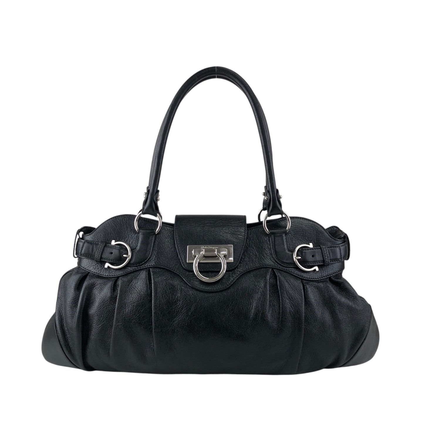 Salvatore Ferragamo Gancini Handbag Black Vintage igucky