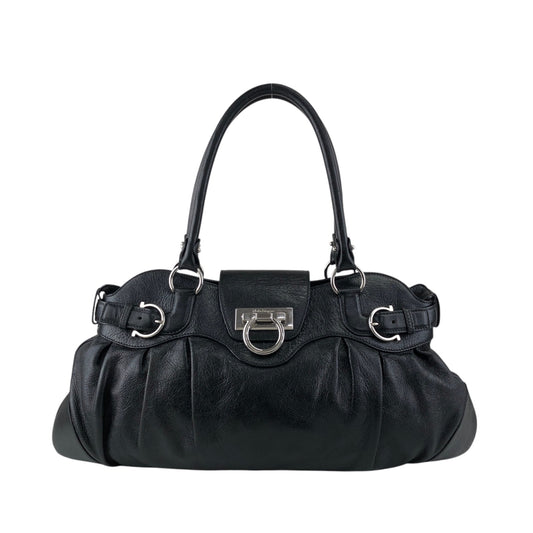 Salvatore Ferragamo Gancini Handbag Black Vintage igucky