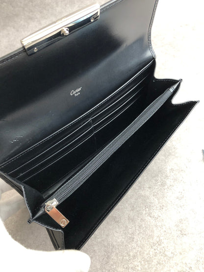 Cartier Long Wallet Black Vintage kps73w
