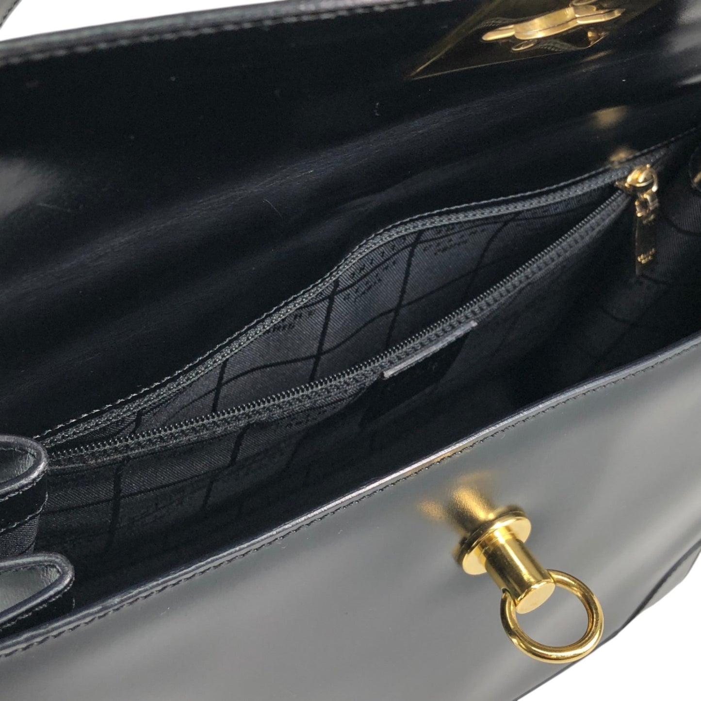 CELINE Gancini Toggle Clasp Handbag Black Vintage gpjwxc