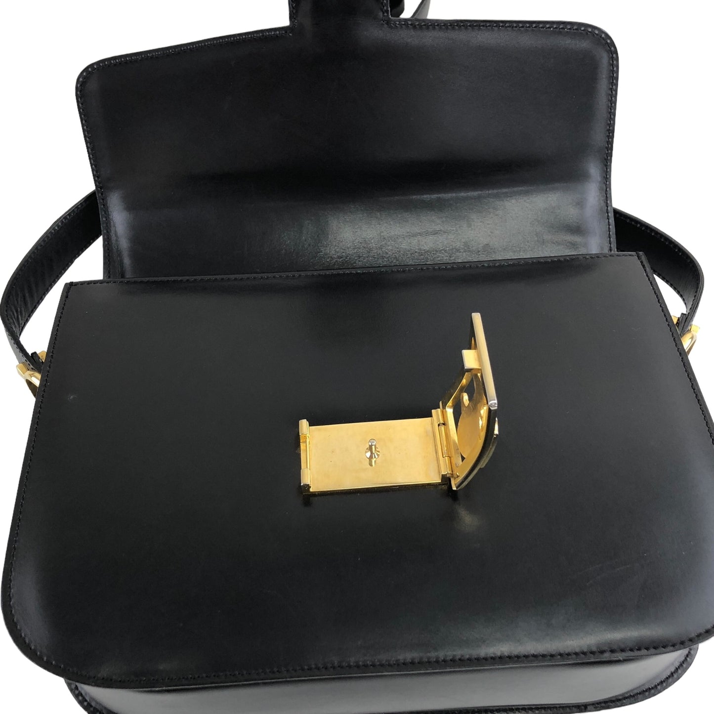 CELINE Horse Carriage Shoulder bag Black Vintage cwij46