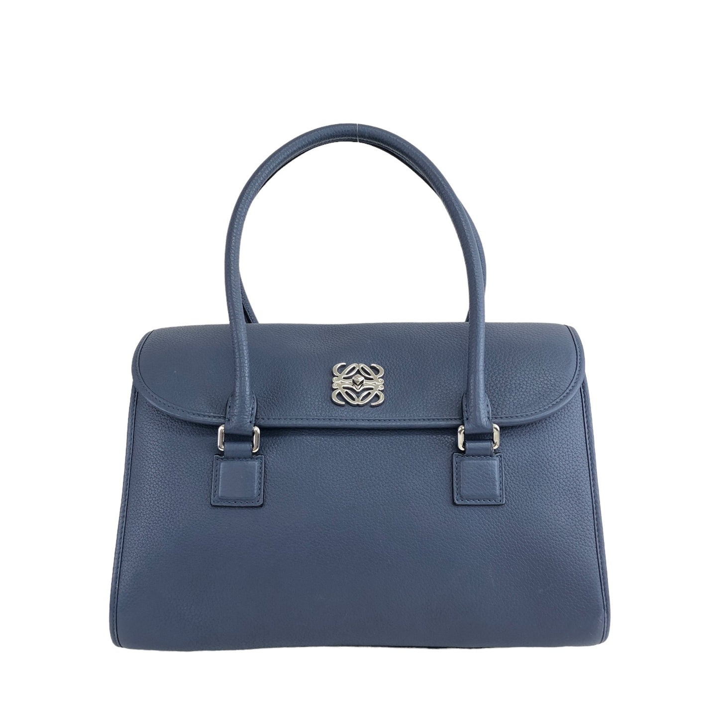 LOEWE Anagram Turn Lock Leather Handbag Blue Gray Vintage v8tra2