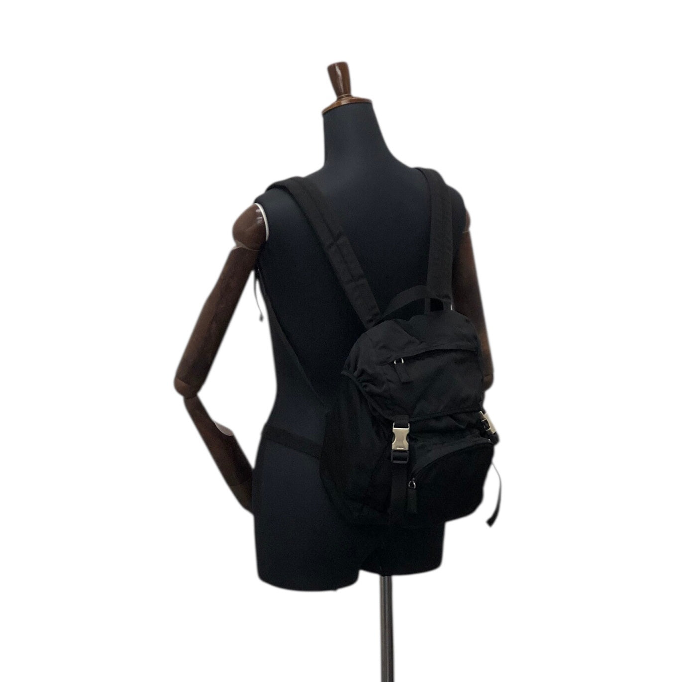 PRADA Tessuto Triangle Logo Backpack Black Vintage 6jg2ux