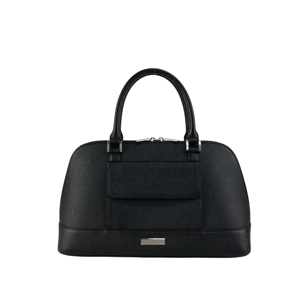 BURBERRY Logo Front Pocket Handbag Black Vintage rvwki4