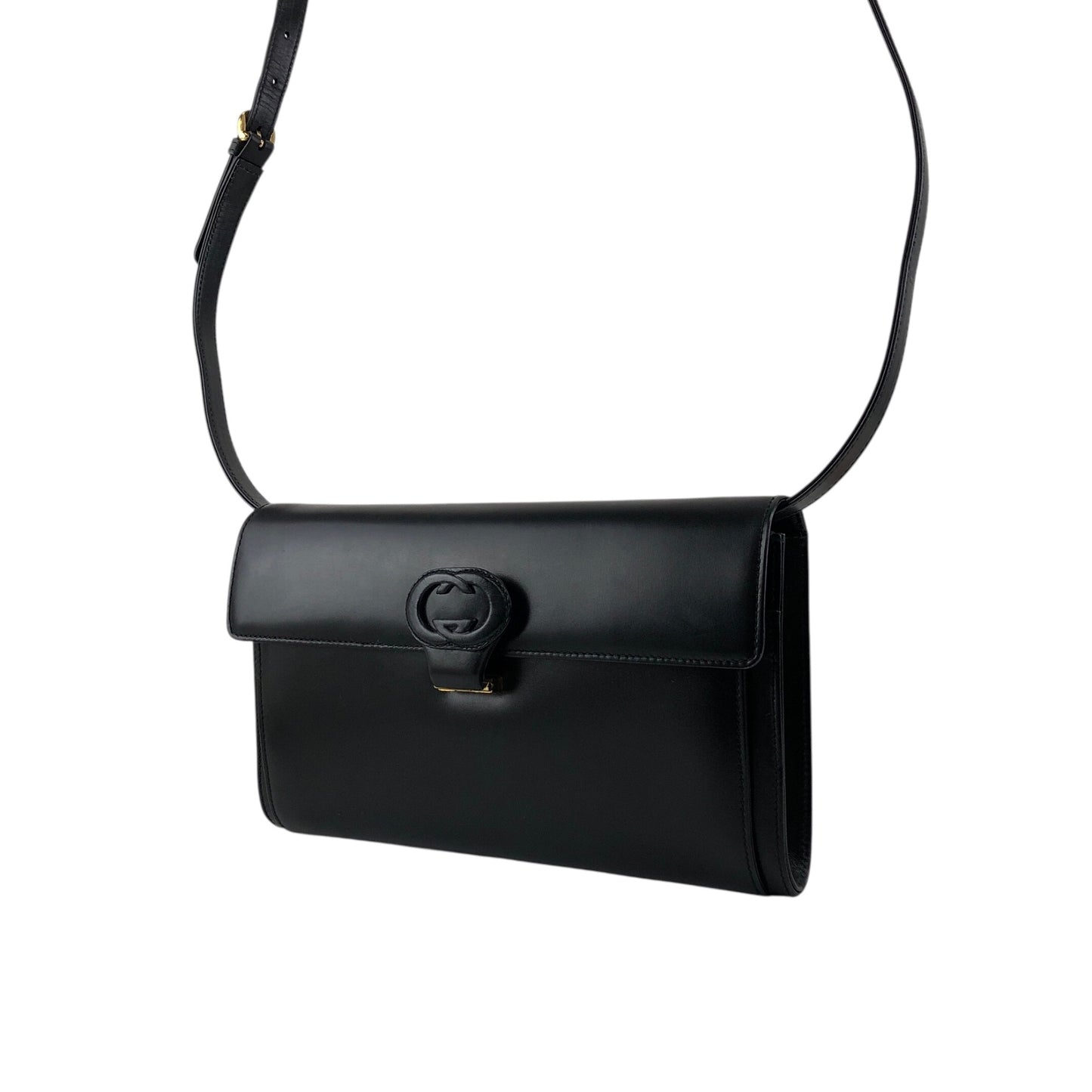 GUCCI GG logo Shoulder bag Black Vintage ugbam2