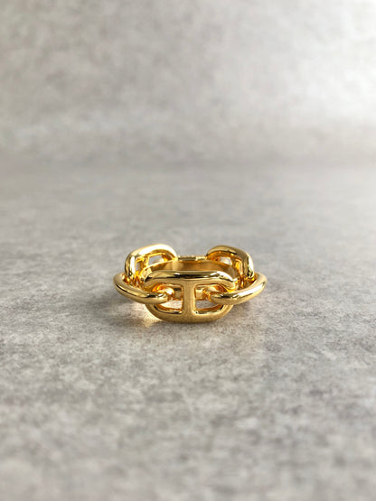 HERMES Chaine d'ancre Scarf Ring Gold Vintage yf4p2h