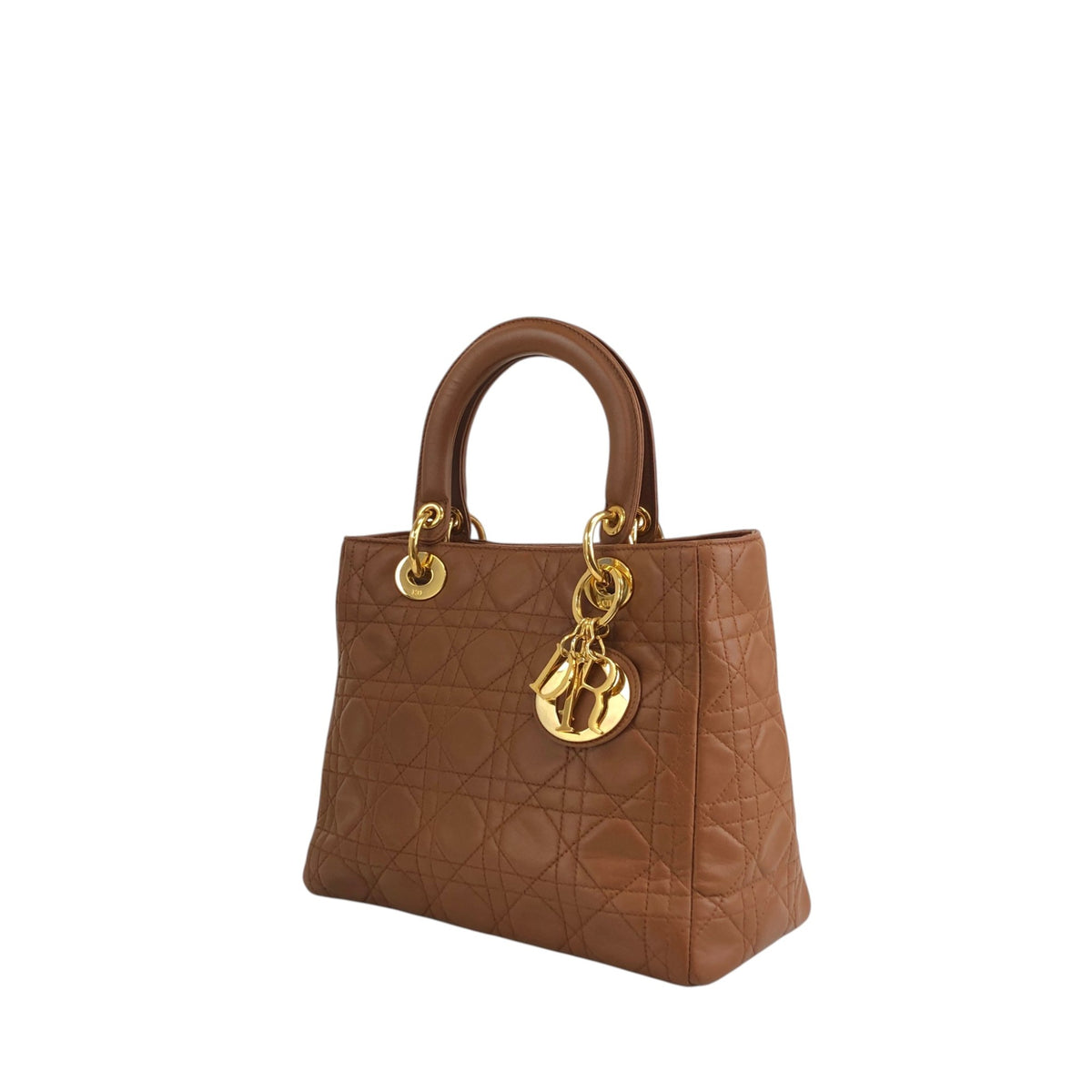 Christian Dior Lady Dior Cannage Logo Charm Two-way Handbag Shoulder bag Brown Vintage 5n4tvr