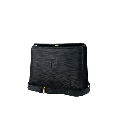FENDI Logo Embossed Shoulder bag Black Vintage asc2di