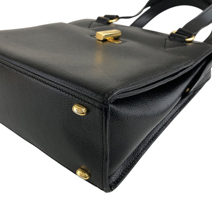 CELINE Turn Lock Handbag Black Vintage 6caidw