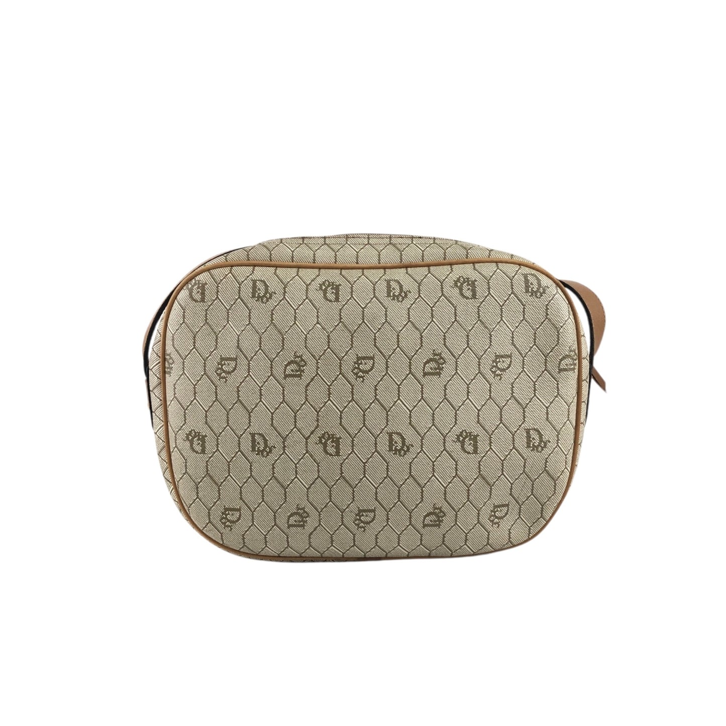 Christian Dior Honeycomb Pattern Round Shoulder bag Beige Vintage rd2a45