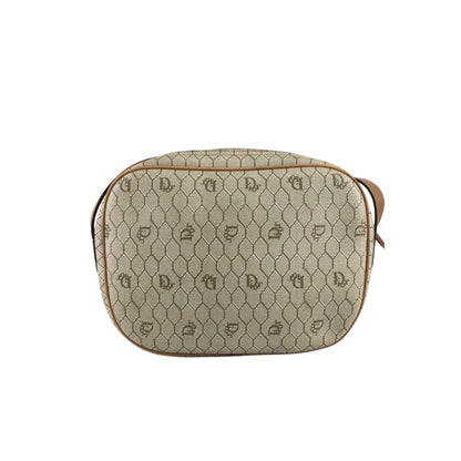 Christian Dior Honeycomb Pattern Round Shoulder bag Beige Vintage rd2a45