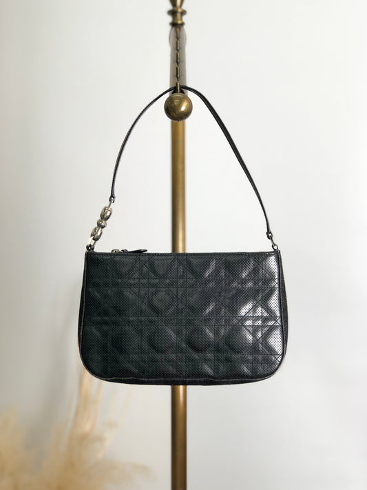 Christian Dior Cannage Small Shoulder bag Black Vintage p5ui7r