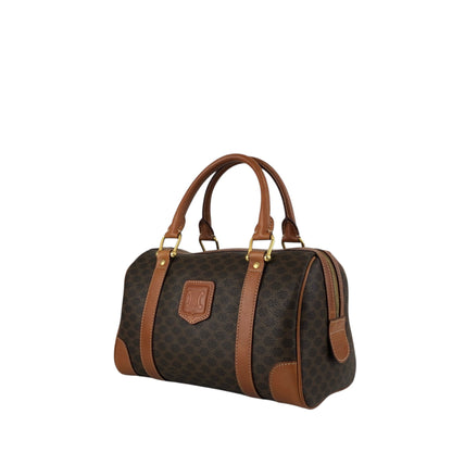 CELINE Macadam Small Boston bag Handbag Brown Vintage 7k24si